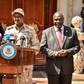 South Sudanese President Salva Kiir, left, pictured on Monday with opposition leader Riek Machar, right, and Mohamed Hamdan Daglo, deputy head of the Transitional Military Council in Sudan