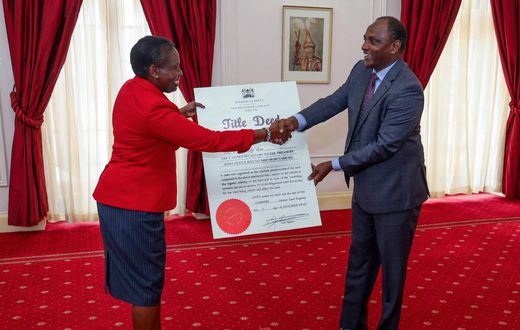 Treasury CS Ukur Yattani receives title deed to controversial Kiambu Institute of Science and Technology (KIST) land in Kiambu