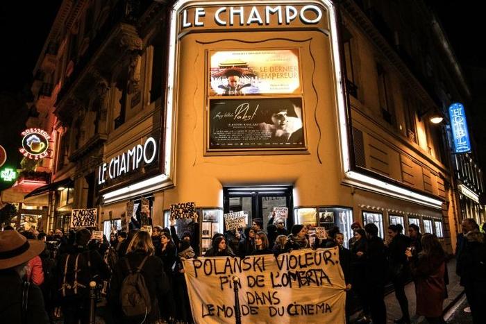 Protesters on Tuesday blocked the entrance to a cinema in Paris showing Polanski's new film, "An Officer and a Spy"