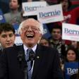 Senator Bernie Sanders celebrates with supporters after US networks declare him winner of the New Hampshire primary, a critical early test in the Democratic battle for the right to face President Donald Trump in November