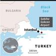 Map locating the Sabiha Gokcen airport in Istanbul, where a plane skidded off the runway.