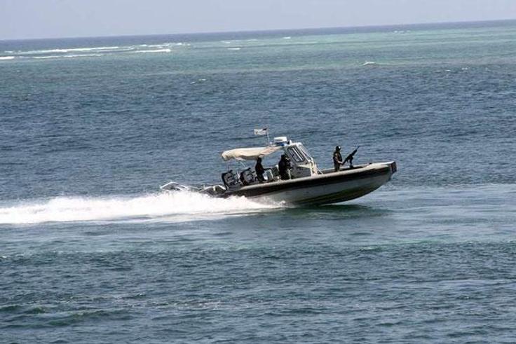 Kenya Navy boat patrolling the sea