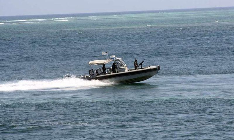 Kenya Navy boat patrolling the sea