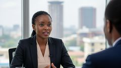 An AI-generated image of person in a job interview