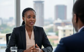 An AI-generated image of person in a job interview