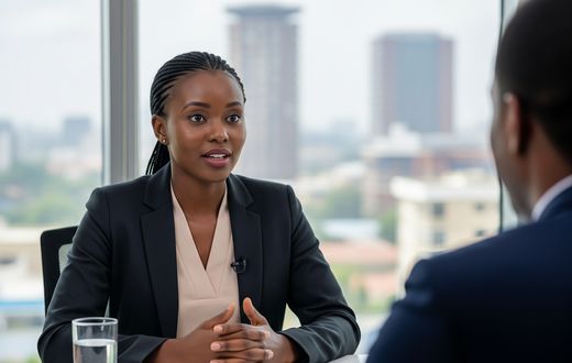 An AI-generated image of person in a job interview