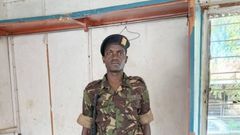Harambee Stars player Boniface Muchiri wearing KDF uniform