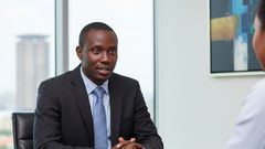 An AI-generated image of person in a job interview