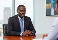 An AI-generated image of person in a job interview