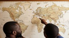 AI-generated image of two people studying a map