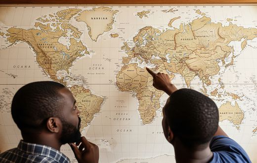 AI-generated image of two people studying a map