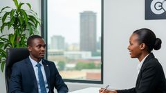 An AI-generated image of person in a job interview