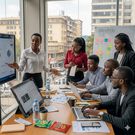 An AI-generated image of young people in an office setting