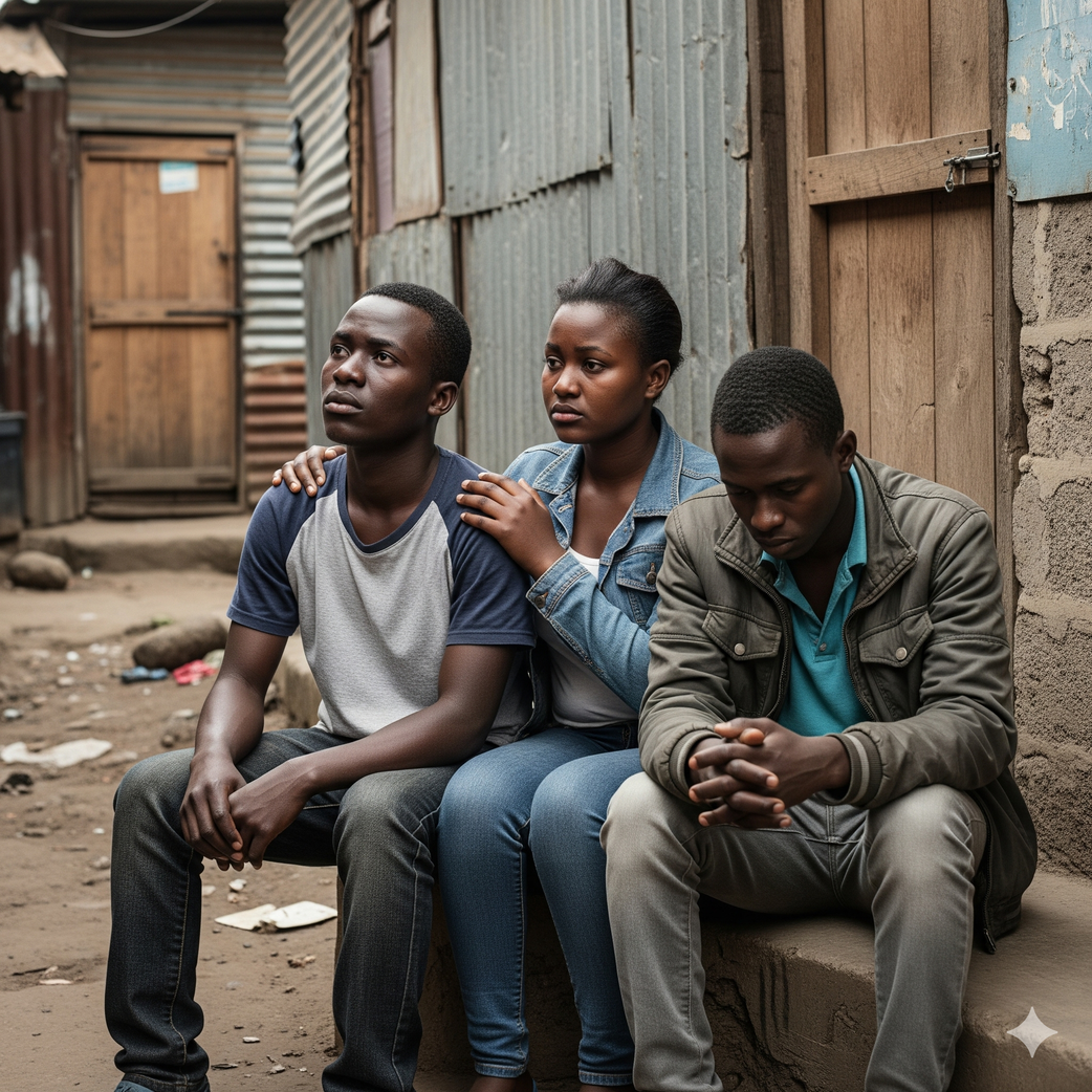 An AI-generated image of young people in the hood