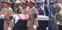 The body of former Prime Minister Raila Odinga arrives at JOOUST