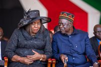 Mama Ida Odinga with Oburu Oginga during the funeral service of former Prime Minister, the late Raila Odinga