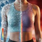 Phase Change Materials, tiny capsules woven into the fabric, turn liquid during high temperatures and solid during cool temperatures to regulate the wearer's bocy temperature