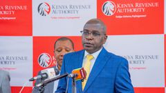 Kenya Revenue Authority (KRA) Commissioner General Humphrey Wattanga during a press conference