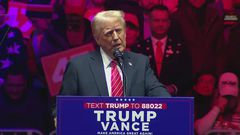 Donald Trump delivers a celebratory speech at a MAGA victory rally