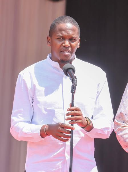 Senator Allan Chesang speaking during a church service