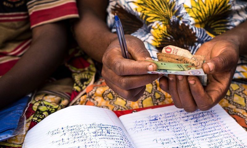 A woman counting money