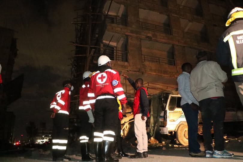 Red Cross volunteers responding to a fire