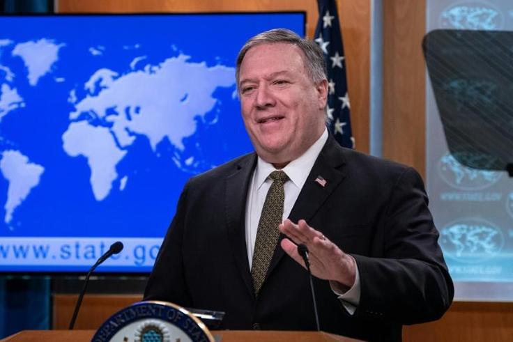 US Secretary of State Mike Pompeo addresses reporters at the State Department