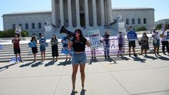 Anti-abortion activists demonstrate in front of the US Supreme Court on June 29, 2020