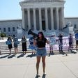 Anti-abortion activists demonstrate in front of the US Supreme Court on June 29, 2020