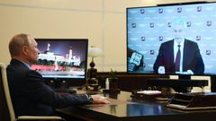 "We can already talk about the next steps out of the crisis situation," Moscow Mayor Sergei Sobyanin (R) told President Vladimir Putin during a televised video conference
