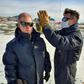 A Chilean Air Force doctor checking the temperature of personnel at the Eduardo Frei Antarctic base on the Fildes Peninsula, on May 10, 2020