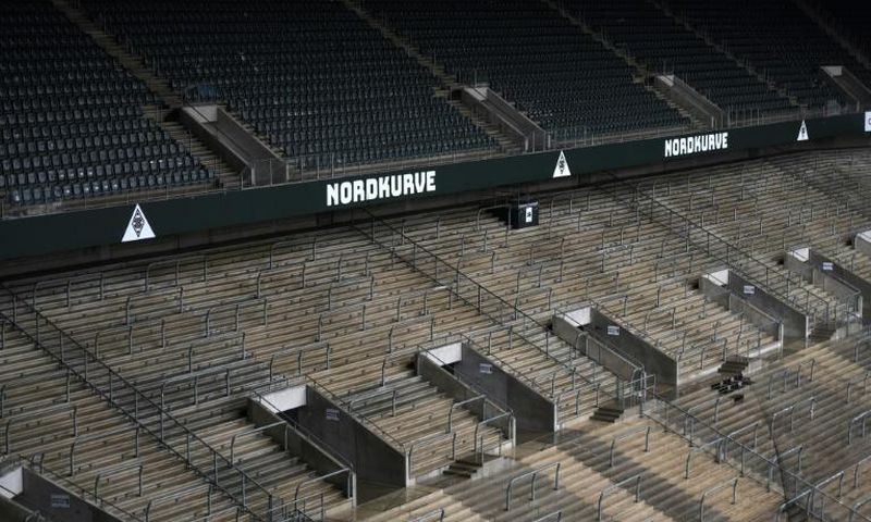 A deserted Borussia-Park, Borusia Moenchengladbach's home stadium