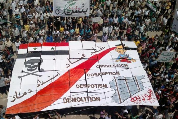Many of the prison's inmates were arrested for taking part in  demonstrations against President Bashar al-Assad
