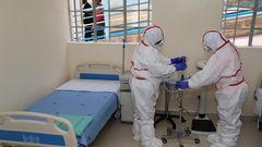 Medical practitioners at a Coronavirus isolation and treatment facility in Mbagathi District Hospital on Friday, March 6, 2020
