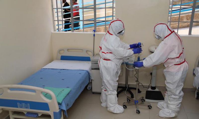 Medical practitioners at a Coronavirus isolation and treatment facility in Mbagathi District Hospital on Friday, March 6, 2020