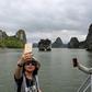 Local tourists take selfies in Ha Long Bay