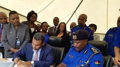 File image of the Director of Public Prosecution Noordin Haji and Inspector General of Police Hillary Mutyambai during a past event