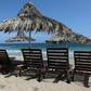 Empty sunbeds in the Cypriot resort town of Ayia Napa, where residents were permitted to swim again from Monday, but not to lounge on the beach