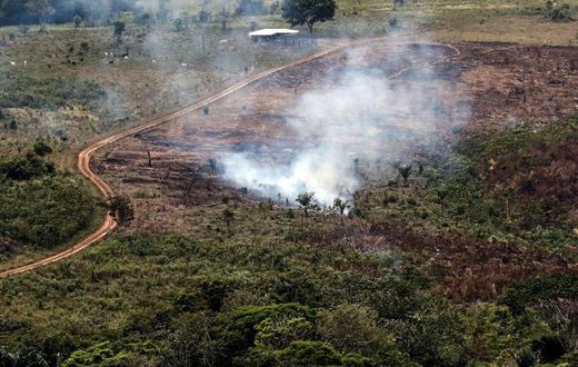 A handout picture from Colombia's Defence Ministry shows smoke billowing from the Sierra de La Macarena National Natural Park, Colombia, in 2019. The Latin America country has lost hundreds of thousands of hectares of forest in recent years