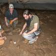 French geo-archeologists and anthropo-biologists study remains in the Iroungou cave, southern Gabon