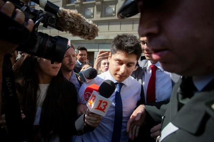 Chilean Nicolas Zepeda, suspect of the disappearance and possible murder of a Japanese student in December 2016 in the French city of Besancon, leaves Chile's Supreme Court after attending an extradition hearing, in Santiago, on March 5, 2020