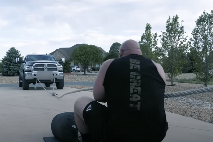 Brian Shaw Shares a Driveway Truck Pull Video