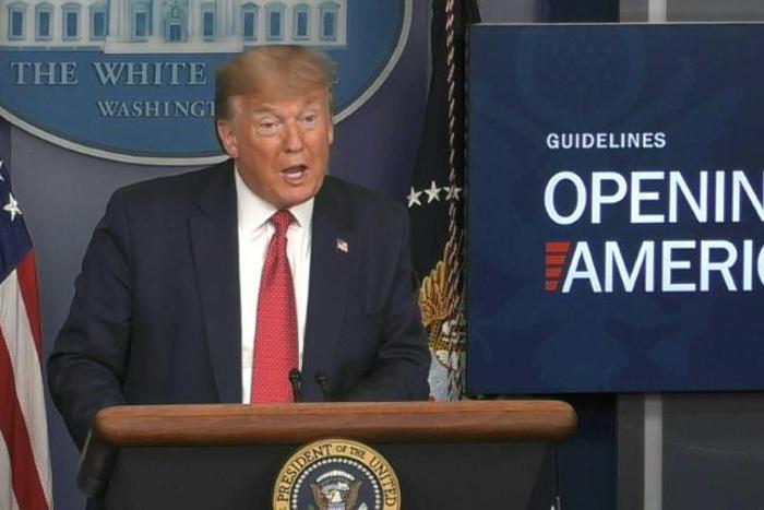 President Donald Trump says the reopening of the US economy will take place gradually, with states that saw little of the pandemic starting first