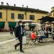 Codogno residents have a drink at a cafe terrace as Italy eases its lockdown aimed at curbing the spread of coronavirus