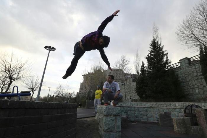 Parkour, an extreme sport born in France in the 1990s blending acrobatics and gymnastics, has a following in neighbourhoods of west Tehran, where high-rise residential buildings are closely connected