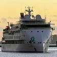 Coronavirus-hit cruise liner, the Greg Mortimer, arrives in the port of Montevideo after the government of Uruguay allowed it to disembark passengers on April 10, 2020