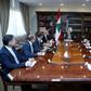Lebanon's President Michel Aoun (C) headed talks with top officials on Saturday ahead of a cabinet meeting