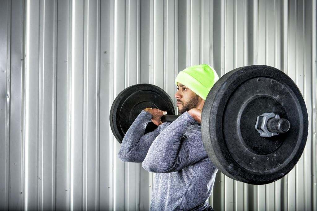 View of male weightlifter