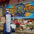 A memorial to George Floyd, painted on a wall in Minneapolis