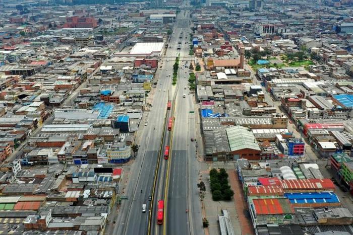 The streets of the Colombian capital Bogota were empty on the first day of lockdown to prevent the spread of the COVID-19 virus